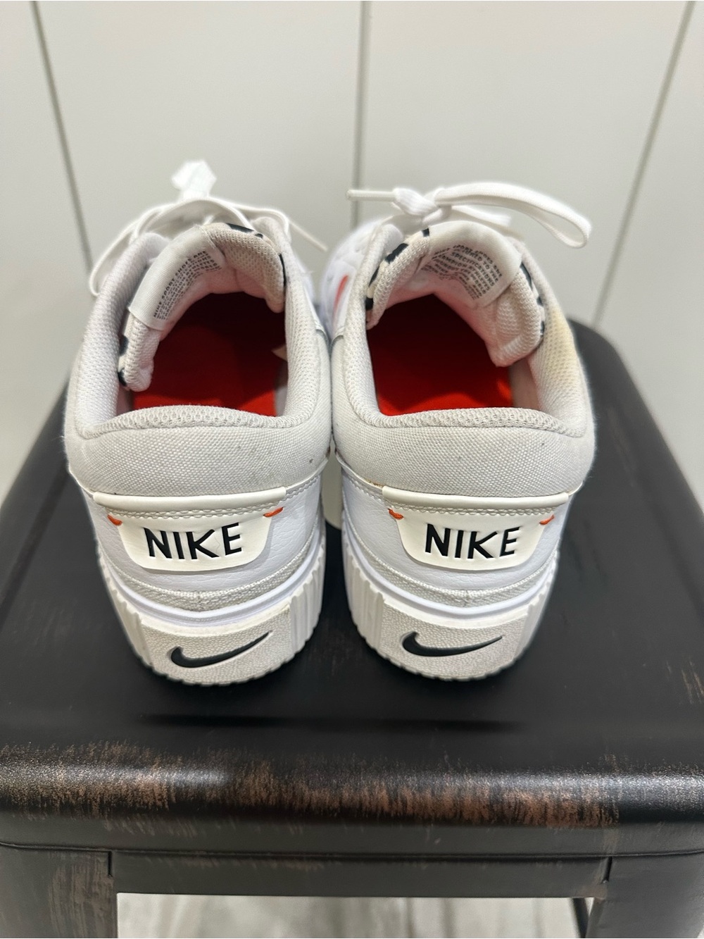 Nike White Platform Sneakers with Bright Red Swoosh - Picture 7 of 11